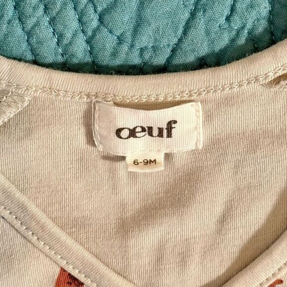 Oeuf Abstract Fox Kimono Wrap Short Sleeve Baby 100% Pima Cotton Romper 6-9 Mons - Picture 3 of 6